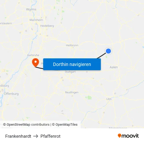 Frankenhardt to Pfaffenrot map
