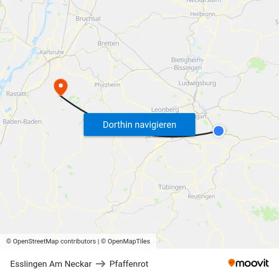 Esslingen Am Neckar to Pfaffenrot map