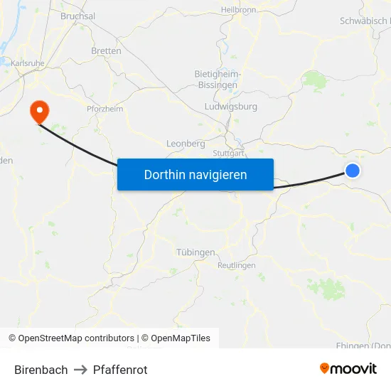 Birenbach to Pfaffenrot map