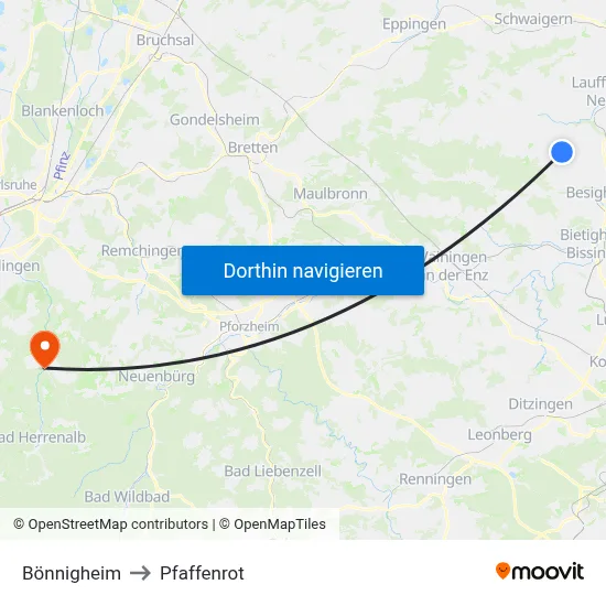 Bönnigheim to Pfaffenrot map