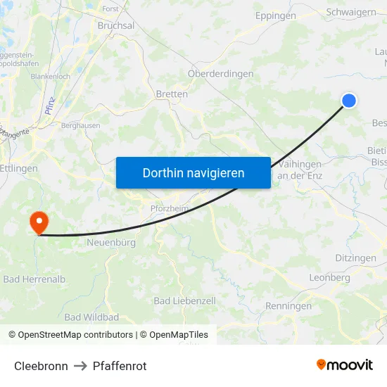 Cleebronn to Pfaffenrot map
