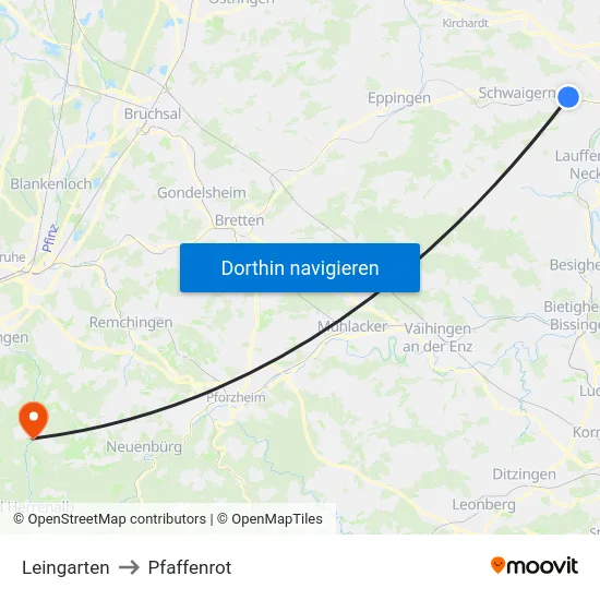 Leingarten to Pfaffenrot map