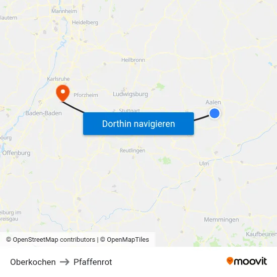 Oberkochen to Pfaffenrot map