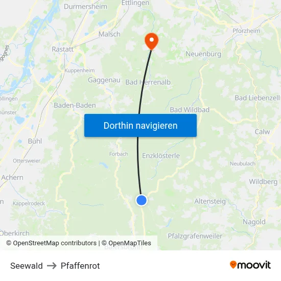 Seewald to Pfaffenrot map