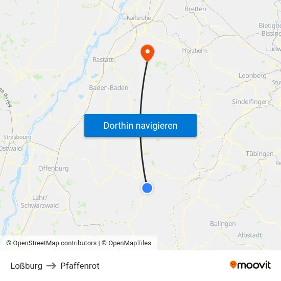 Loßburg to Pfaffenrot map