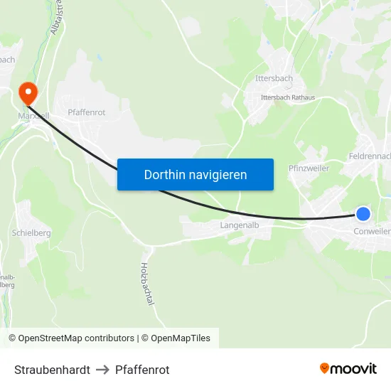 Straubenhardt to Pfaffenrot map