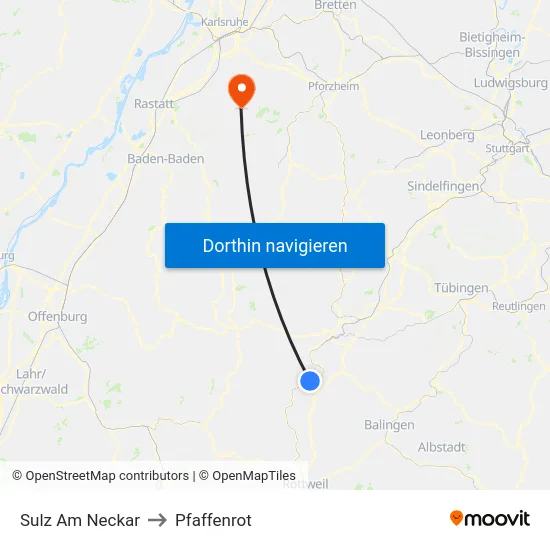Sulz Am Neckar to Pfaffenrot map