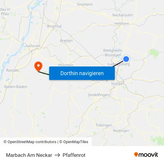 Marbach Am Neckar to Pfaffenrot map