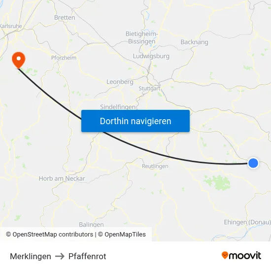 Merklingen to Pfaffenrot map