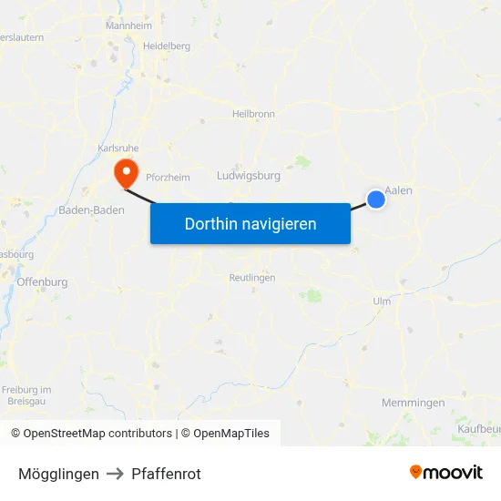 Mögglingen to Pfaffenrot map