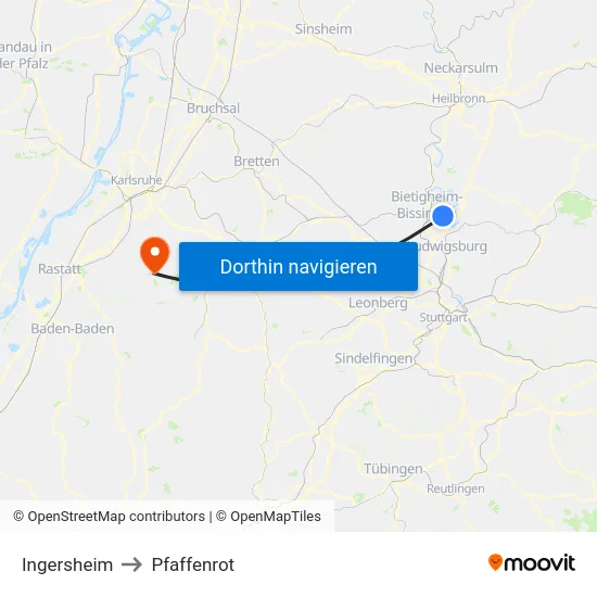 Ingersheim to Pfaffenrot map