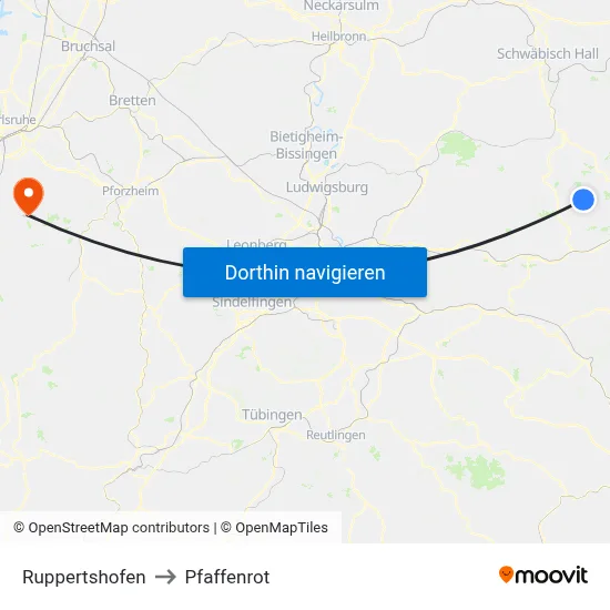 Ruppertshofen to Pfaffenrot map