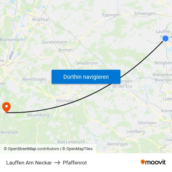 Lauffen Am Neckar to Pfaffenrot map