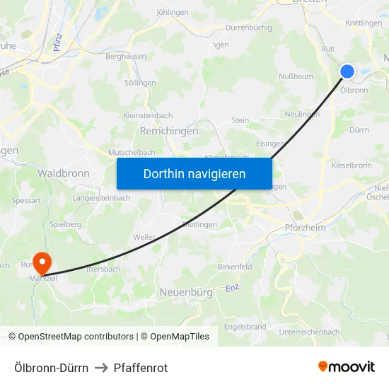 Ölbronn-Dürrn to Pfaffenrot map