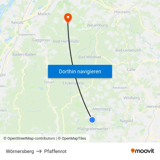 Wörnersberg to Pfaffenrot map