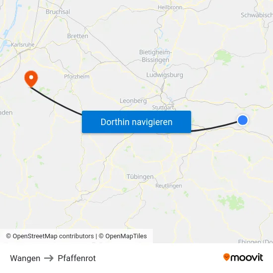 Wangen to Pfaffenrot map