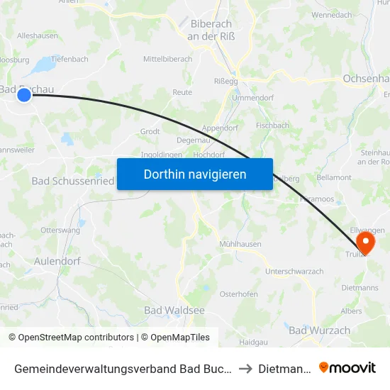 Gemeindeverwaltungsverband Bad Buchau to Dietmanns map