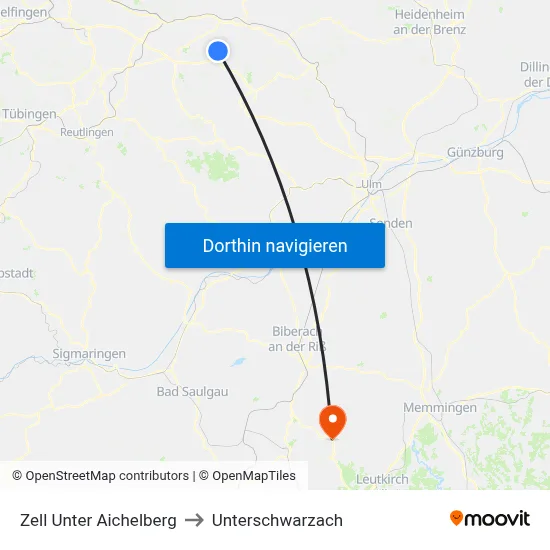 Zell Unter Aichelberg to Unterschwarzach map