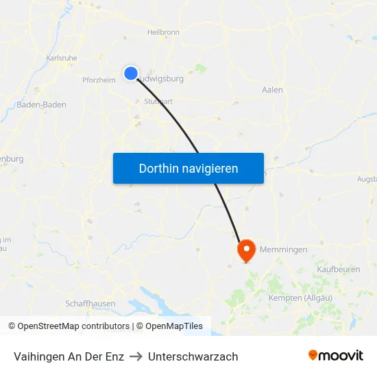 Vaihingen An Der Enz to Unterschwarzach map