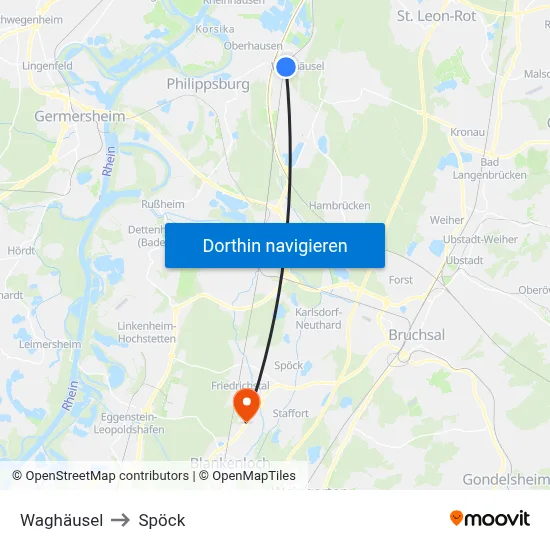 Waghäusel to Spöck map