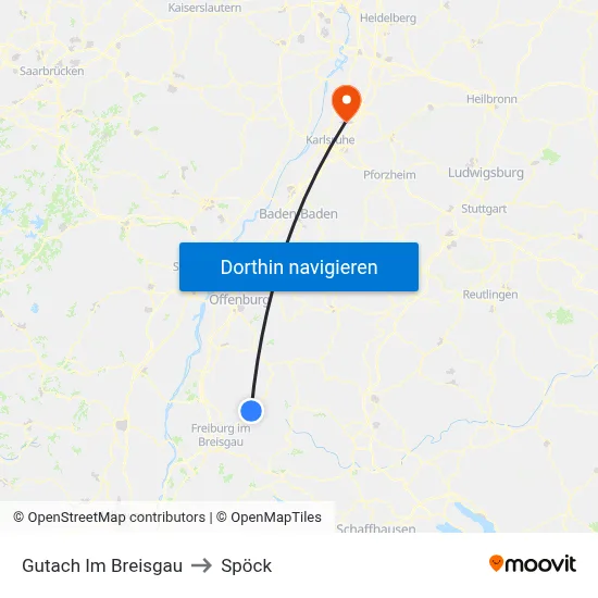Gutach Im Breisgau to Spöck map
