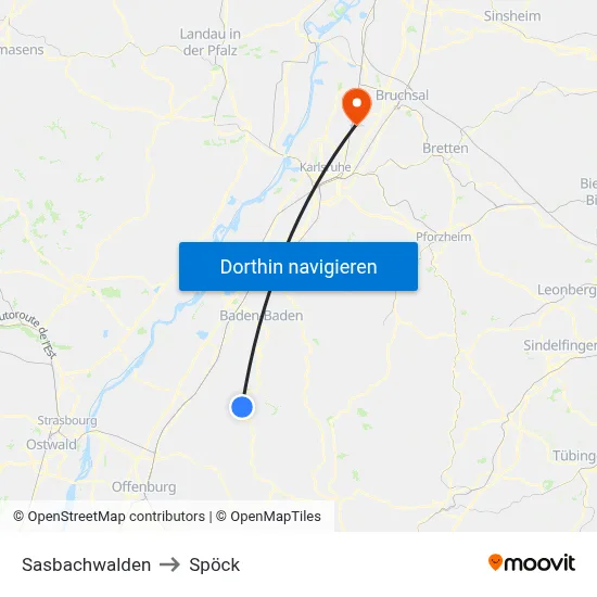 Sasbachwalden to Spöck map