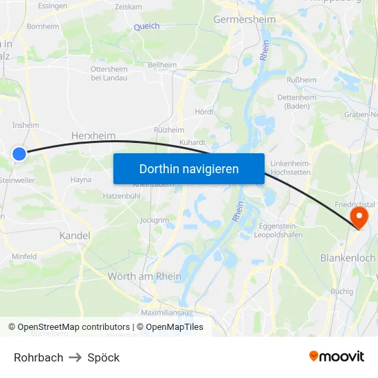 Rohrbach to Spöck map