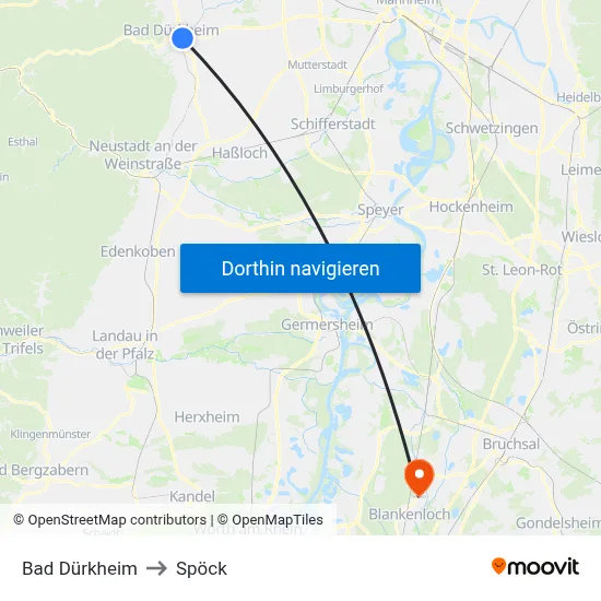 Bad Dürkheim to Spöck map