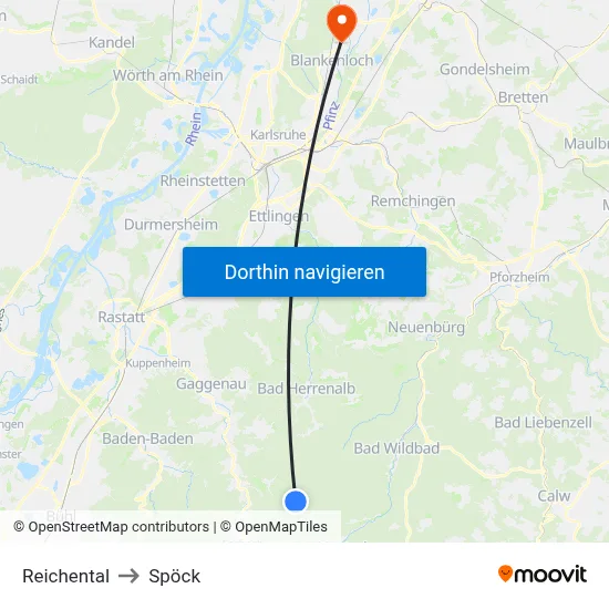 Reichental to Spöck map