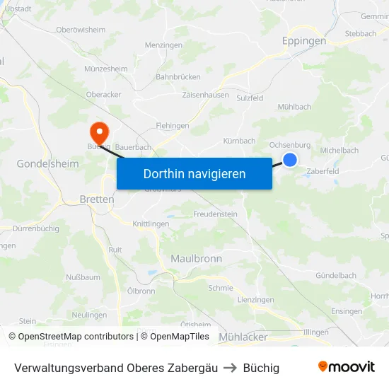 Verwaltungsverband Oberes Zabergäu to Büchig map
