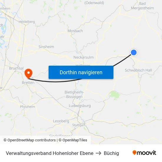 Verwaltungsverband Hohenloher Ebene to Büchig map