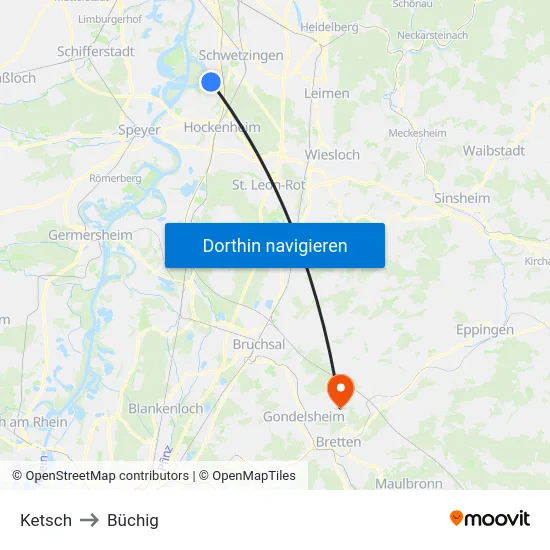 Ketsch to Büchig map