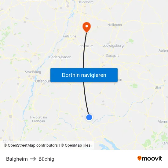 Balgheim to Büchig map