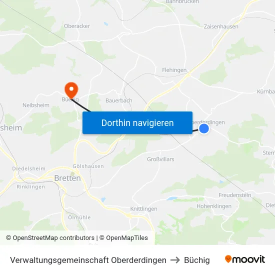 Verwaltungsgemeinschaft Oberderdingen to Büchig map