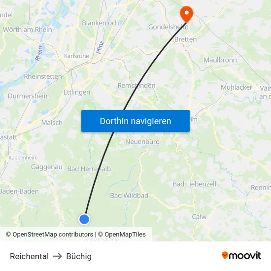 Reichental to Büchig map