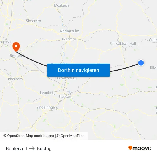 Bühlerzell to Büchig map