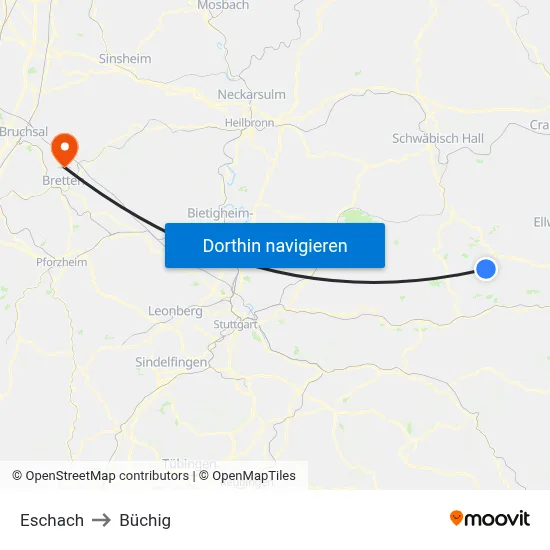 Eschach to Büchig map