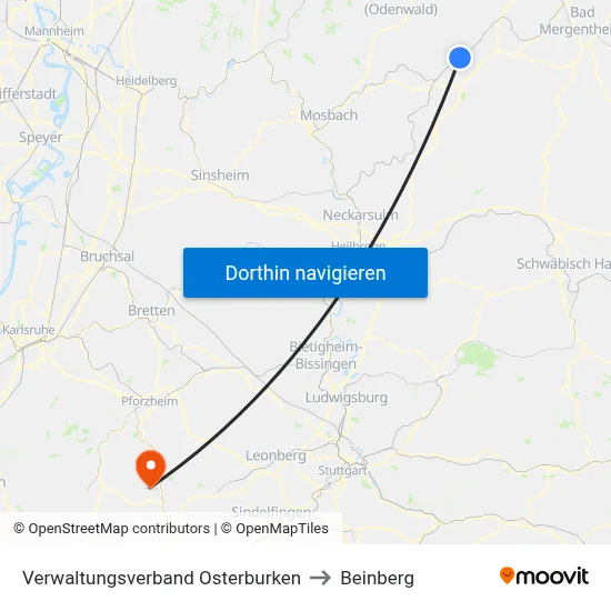 Verwaltungsverband Osterburken to Beinberg map