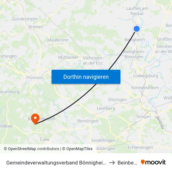 Gemeindeverwaltungsverband Bönnigheim to Beinberg map