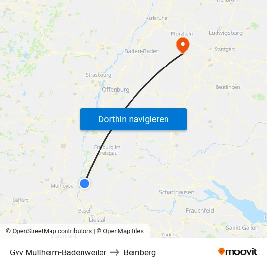 Gvv Müllheim-Badenweiler to Beinberg map