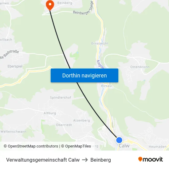 Verwaltungsgemeinschaft Calw to Beinberg map