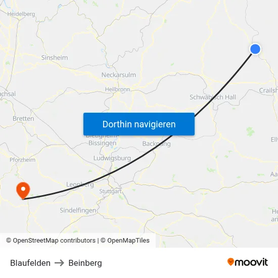 Blaufelden to Beinberg map