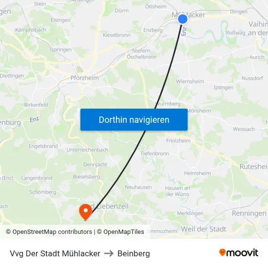 Vvg Der Stadt Mühlacker to Beinberg map