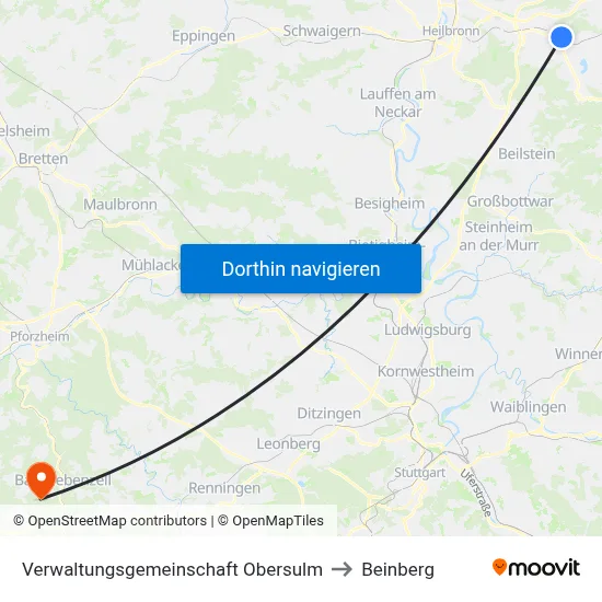 Verwaltungsgemeinschaft Obersulm to Beinberg map