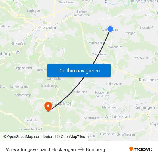 Verwaltungsverband Heckengäu to Beinberg map