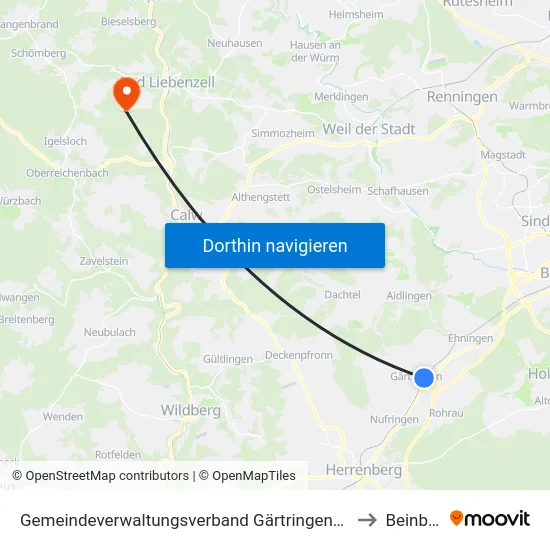 Gemeindeverwaltungsverband Gärtringen/Ehningen to Beinberg map