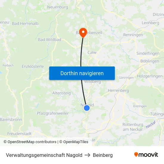 Verwaltungsgemeinschaft Nagold to Beinberg map