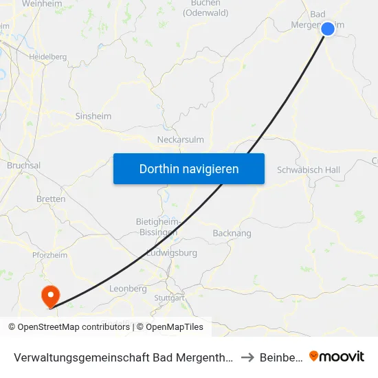 Verwaltungsgemeinschaft Bad Mergentheim to Beinberg map