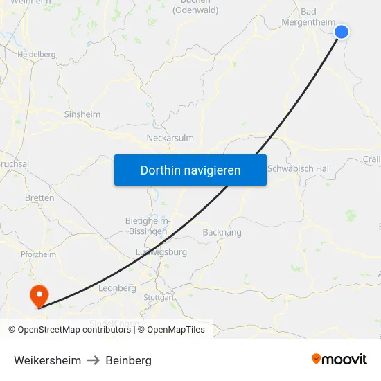 Weikersheim to Beinberg map