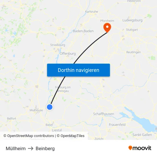 Müllheim to Beinberg map